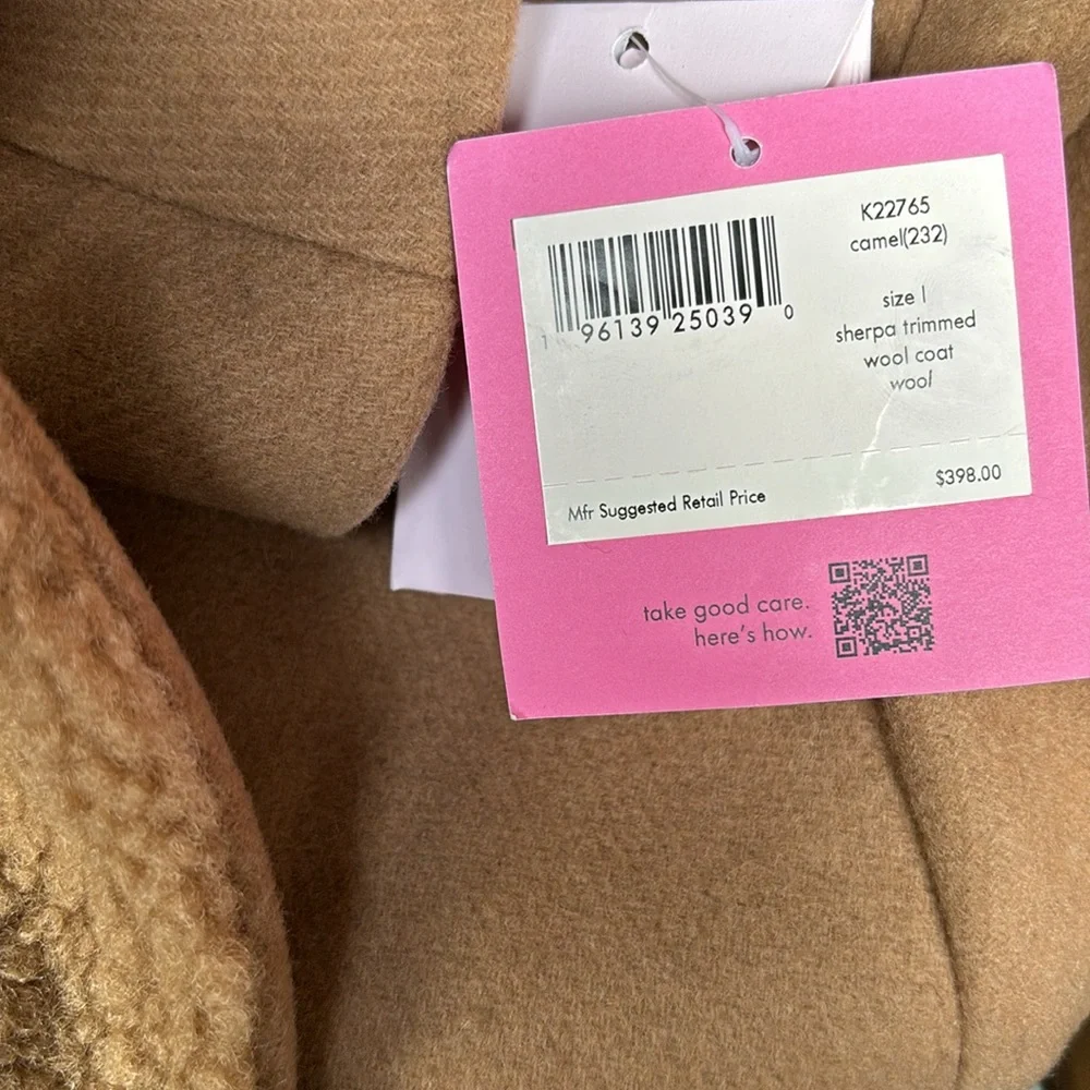 - Kate Spade Women's Sherpa trimmed caramel wool coat - Picture 4 of 5